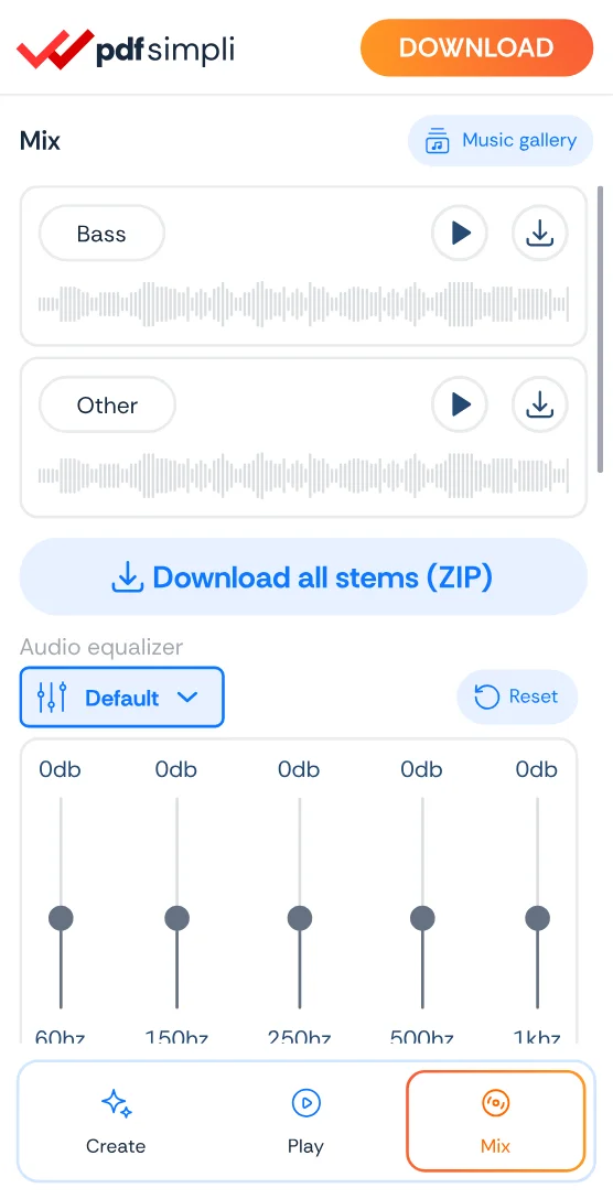 The SoundSimpli app showing a waveform before and after noise removal